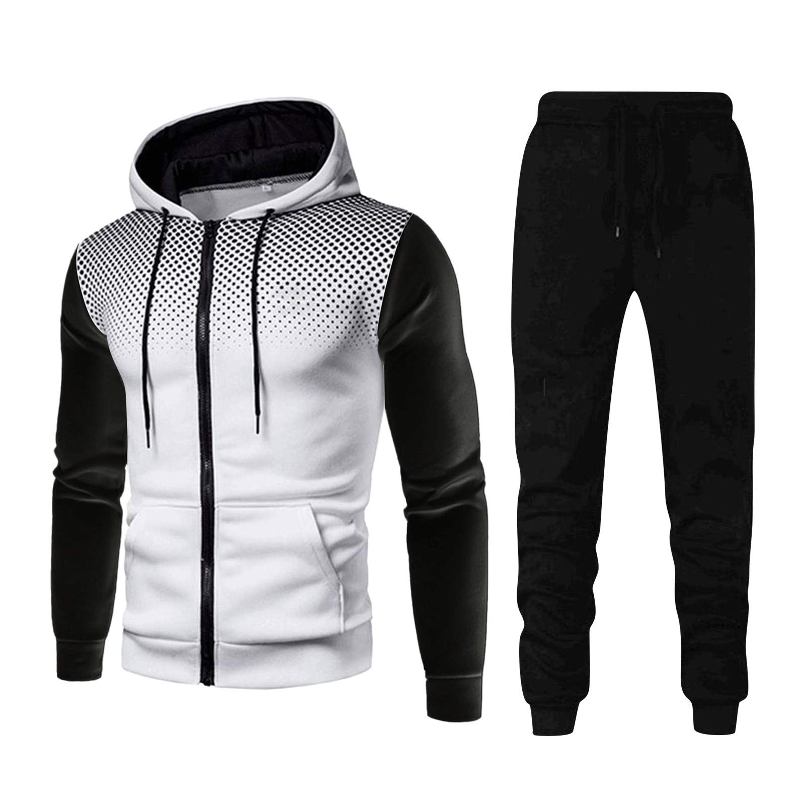 Chándal para hombre XL Chándal para hombre, traje de casa de un solo color, 2 piezas, traje de invierno acogedor para hombre, ropa de calle holgada, chándales de entrenamiento, traje de jogging para