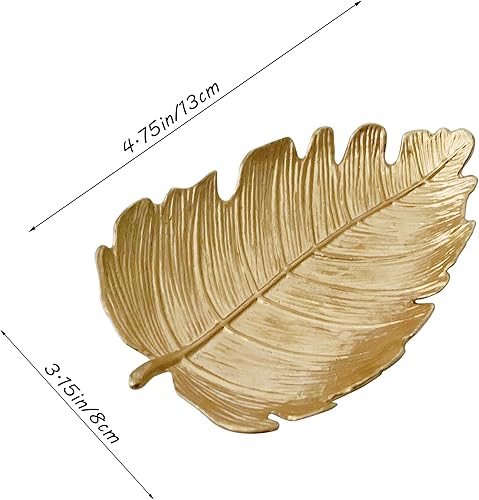 Miniatura 3 de Snuffer de velas y plato pequeño en forma de hoja, una herramienta extintora única y organizador de joyas doradas para entusiastas de la decoración