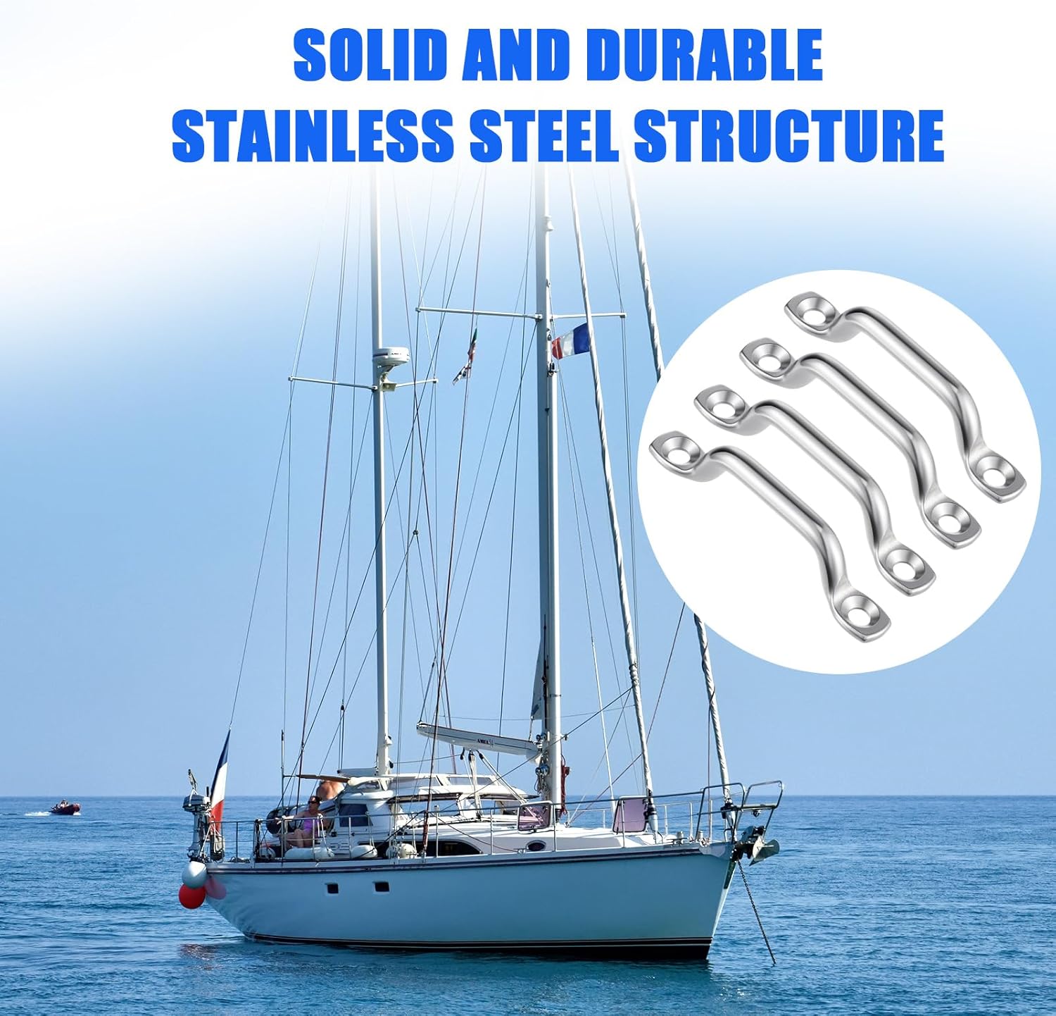 MAQUITA 30 Pcs Stainless Steel 1.6 Inch Mount, Bimini Top Strap, Pad Eye,Footman's Loop for Kayak, Boat, Hanging Shade Sails, Canoe Rigging, No Rust