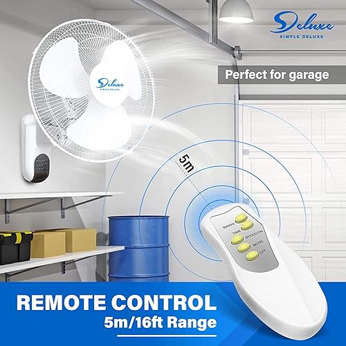 Miniatura 2 de HealSmart Ventilador oscilante digital de montaje en pared de 16 pulgadas