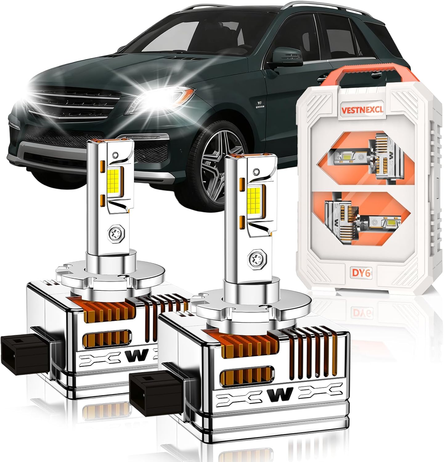 D1S HID Bulbs Fit for Mercedes Benz C350 C250 C300(low beam) E350 E550 E63 E-Class ML350 ML550 GL550 30000LM 6000K White, 30 Chips, Xenon HID Light Replacement, 800% Brightness, Pack of 2