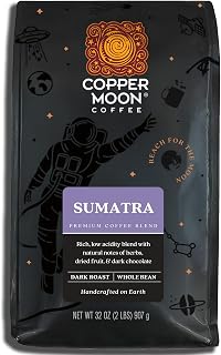 Copper Moon Sumatra Dark Roast Whole Bean Coffee, 2 Lb - Bold Earthy Flavors, Smoky Finish from Volcanic Indonesian Soil