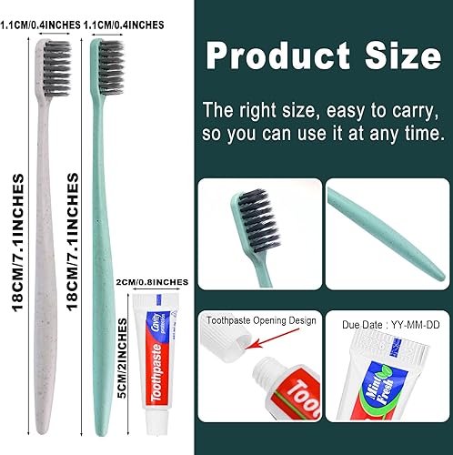 Miniatura 4 de Xuezoioy Cepillos de dientes desechables con pasta de dientes, paquete de 60 cepillos de dientes desechables envueltos individualmente a granel para