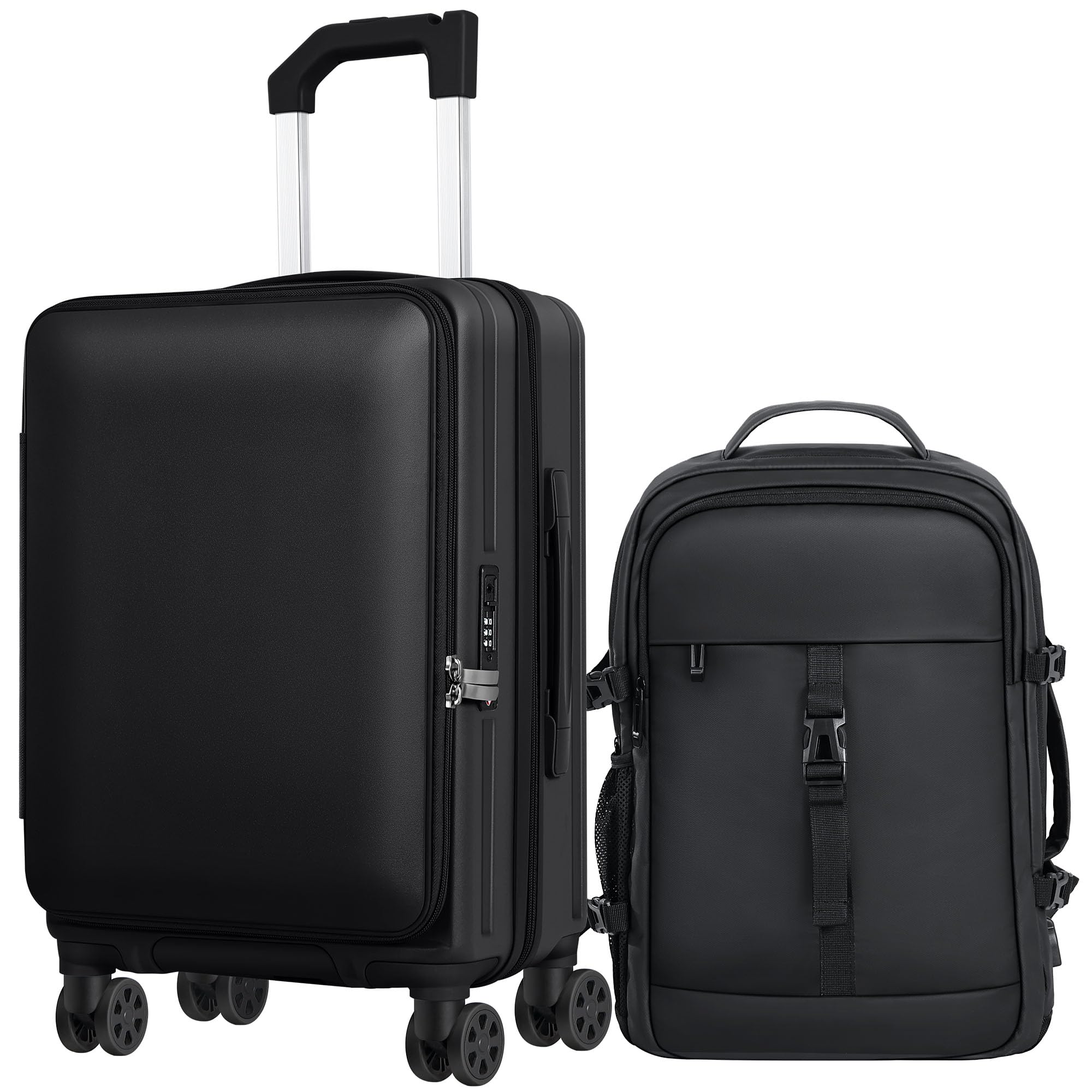 BOBOYM Carry-On Luggage Front Opening 20-inch Suitcase with TSA Lock PC Hardside Rolling Luggage Travel Suitcase, Small Hardside Expandable Luggage