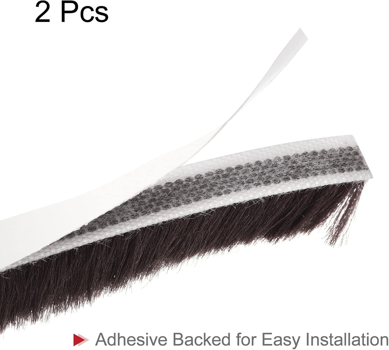 uxcell Weather Stripping Brush, 26ft L x 0.35" W x 0.6" H Self-Adhesive Seal Weatherstrip Sweep Brush Brown for Door Window, 2pcs Total 52ft Long