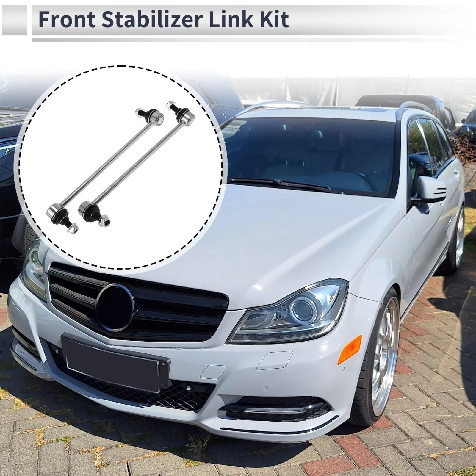 1 par de bieletas de Barra estabilizadora Delantera K750335 K750336 Compatible con Benz C300 2008-2014, C350 2008-2015 y E400 2015-2018