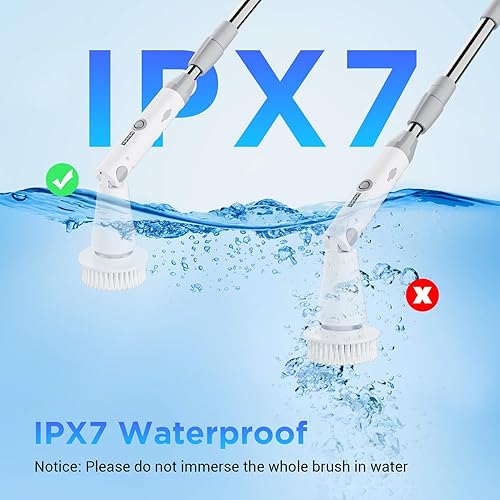 Miniatura 8 de Limpiador eléctrico giratorio 2024, cepillo de limpieza de ducha eléctrico con mango extensible y 4 cabezales de cepillo, limpiador de ducha para