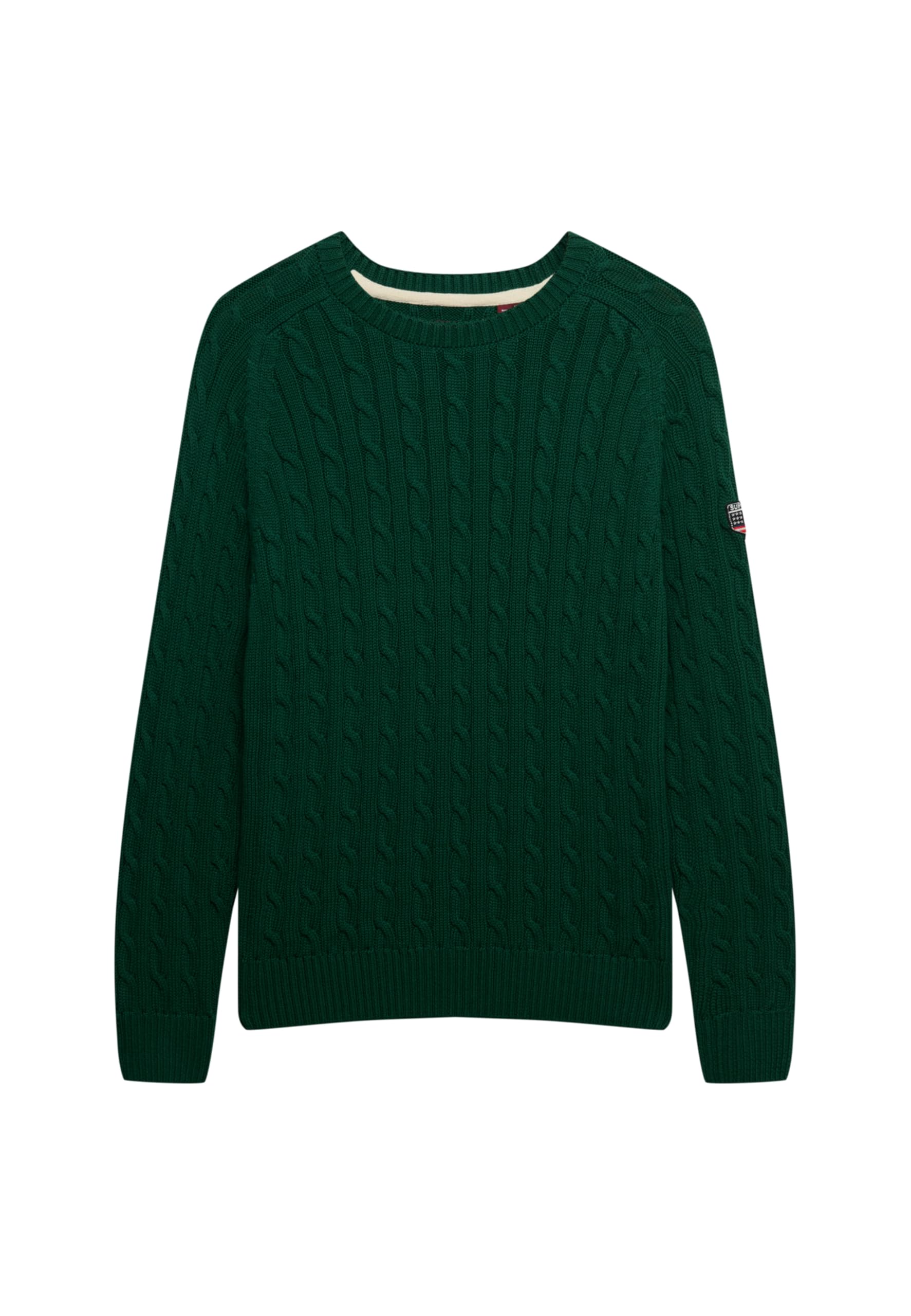 Superdry Unisex Dark Green Slouchy Cable Knit Sweatshirt, 15