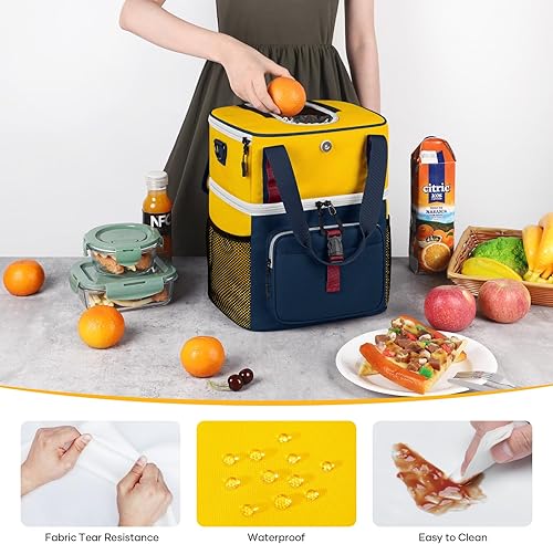 Miniatura 6 de Maelstrom Lunch Box for Women, 20L Insulated Lunch Bag Men, Leakproof Double Deck Cooler Bag, Soft Lunch Cooler with Quick Access Flip-Top Lid for