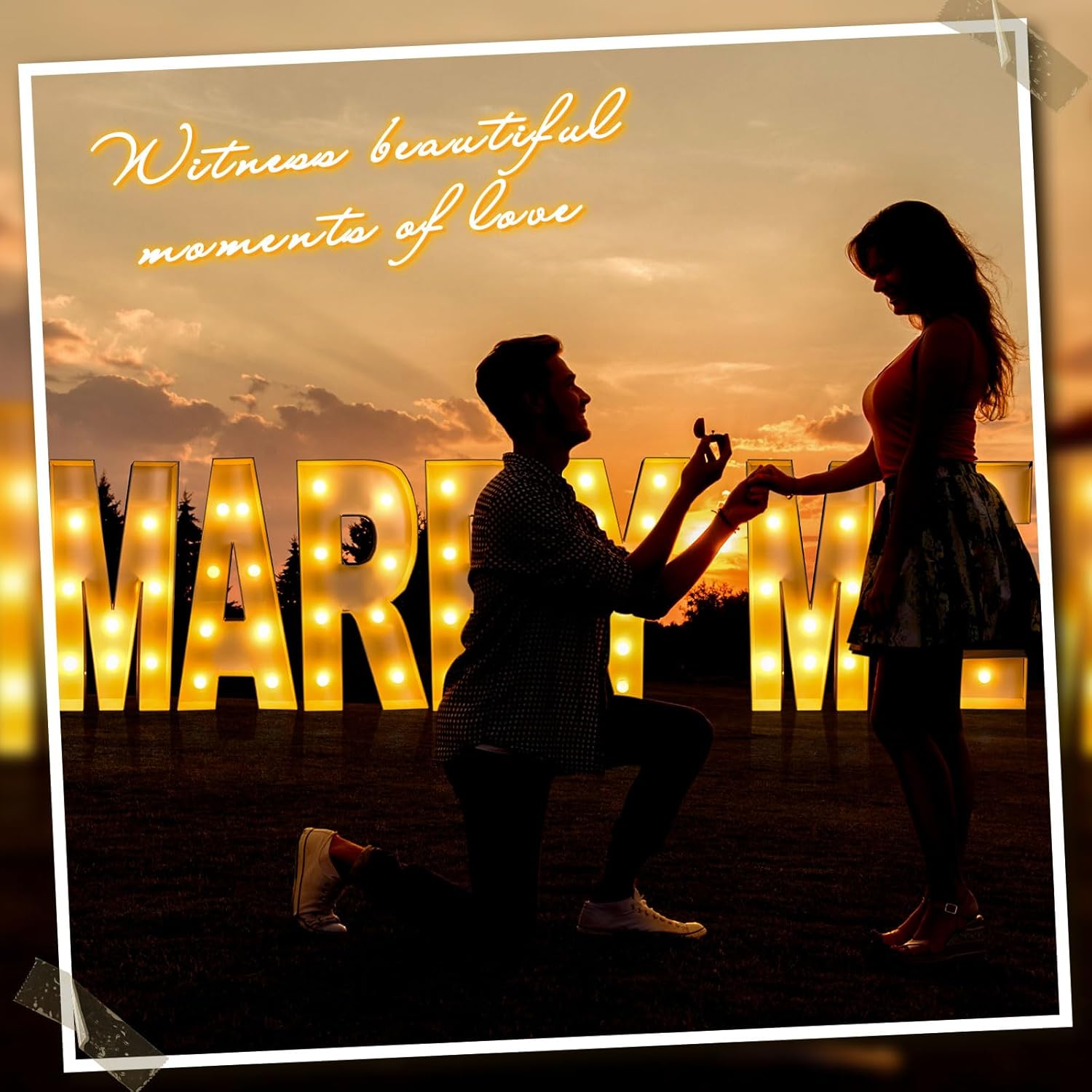 Tujoe 7 Pcs 3 ft Large Tall Marry Me Light up Letter Sign Marry Me Marquee Lights LED Romantic Light Battery Operated Alphabet with String Lights for Wedding Engagement Proposal Party Decorations