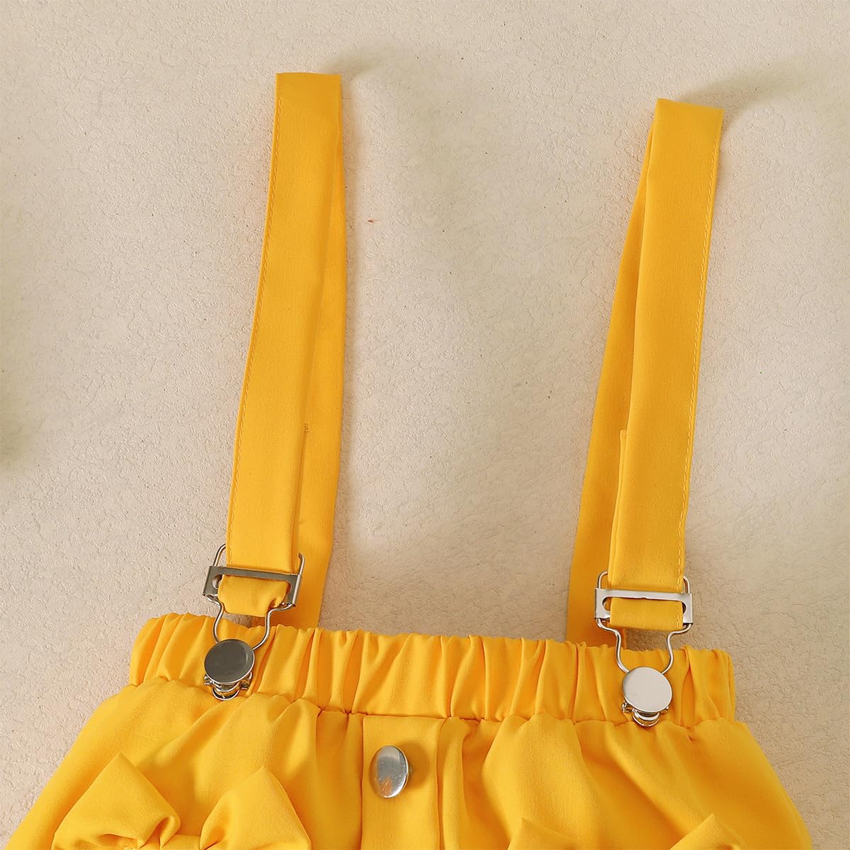 Kleinkind Baby Mädchen Rüschen Hosenschlitz Kurzarm Geripptes Oberteil + Schleife Strapsrock Overall Kleid + Mütze Kleidungsset Outfits