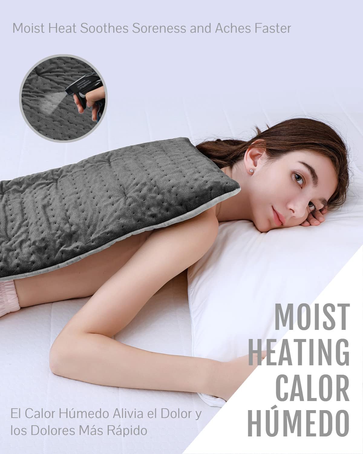 Boncare LCD Digital Control Extra Large Heating Pads for Back Pain Relief and Cramps with Auto Shut Off Fomentera de Calor Super Soft Moist / Dry Heat 12” x 24” (Dark Gray) : Health & Household