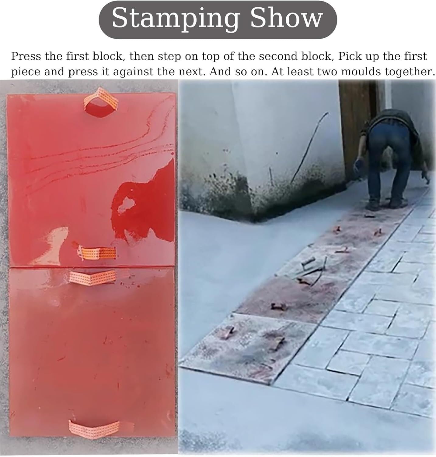 Concrete Impression Rectangular Seamless Concrete Textured Skin, Stone Tile Textured Impression Stamping Mats, Decorative Concrete Moulds with Realistic Patterns(Style3)