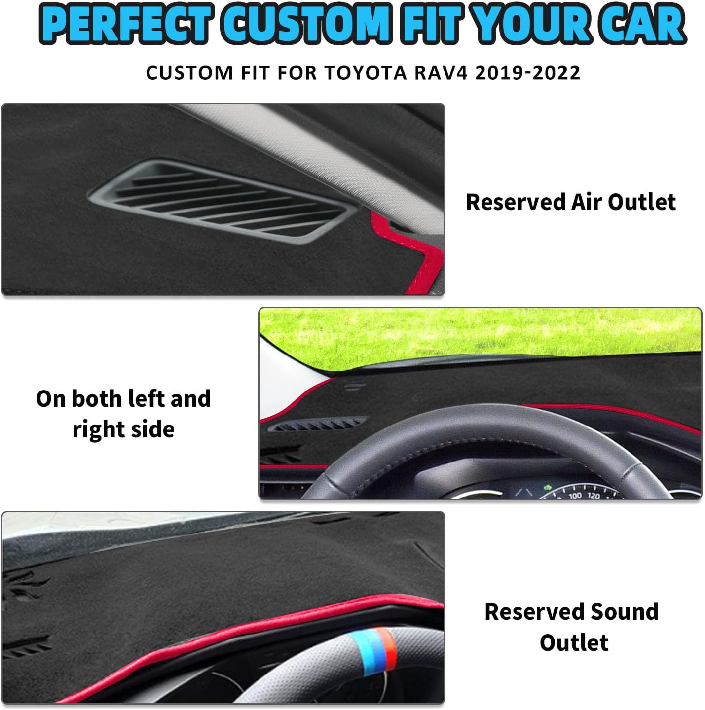 Dash Cover for Toyota RAV4 2025 2024 2023 2022 2021 2020 2019 Dashboard Cover Mat Dash Carpet Cover Protector Sunshield Protector Pad for Toyota RAV4 Accessories (red)