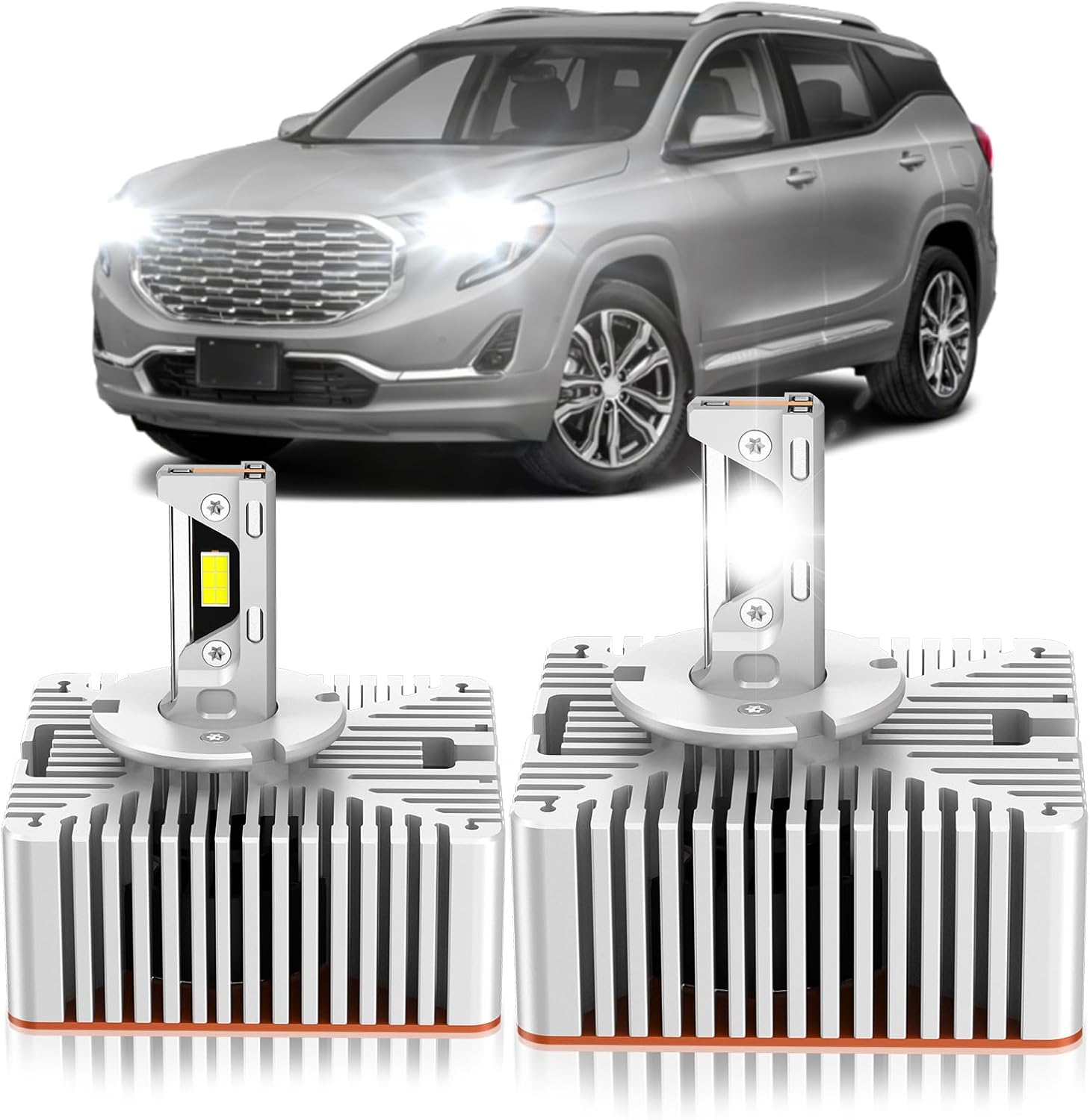 Fit for GMC 2015-2018 Sierra 1500 2500HD 3500HD 2018-2021 Terrain Xenon HID Light Replacement, 24000LM 600% Brightness D5S HID Bulbs, 6000K Cool White, Pack of 2