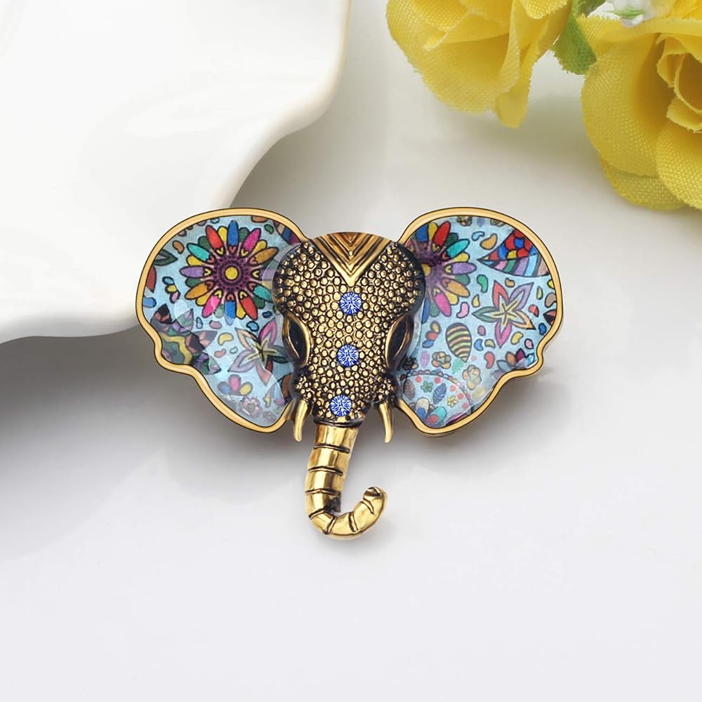 Spilla Elefante Vintage WEVENI Con Cristalli - Gioiello Smaltato Per Donne, Regalo Elegante