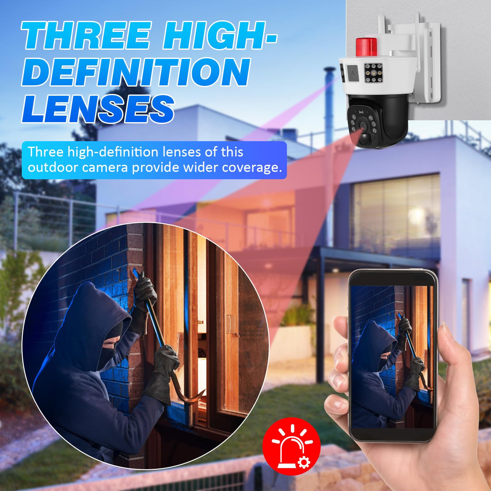 OUNONA Caméra de Sécurité Extérieure Panoramique Rotative WiFi Solaire