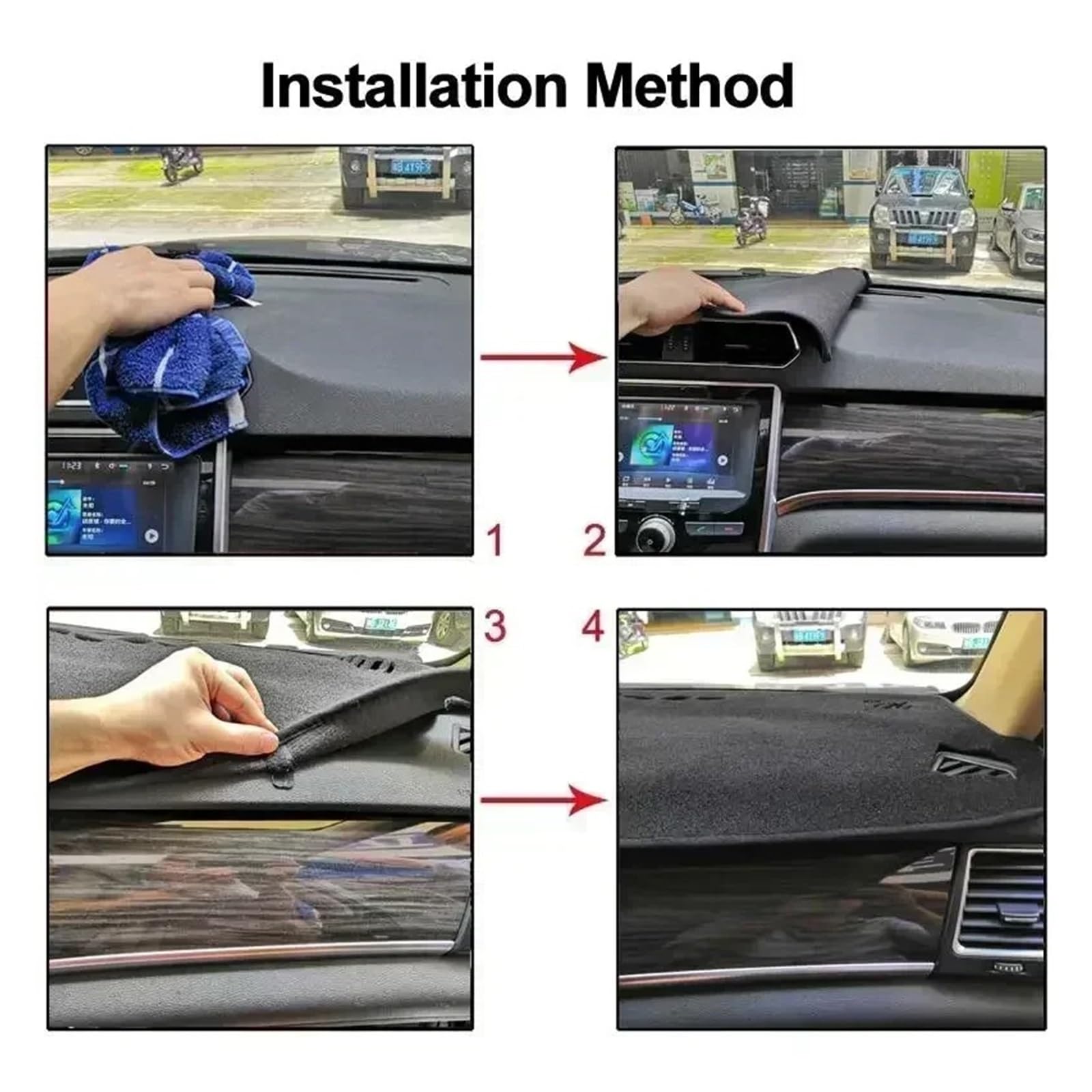 Tappetino Copri Cruscotto Per Jeep Per Compass 2021-2024 Parasole Per Cruscotto Auto Tappetino Antiscivolo Anti-UV Coche Cubierta Tablero(Left -Black)