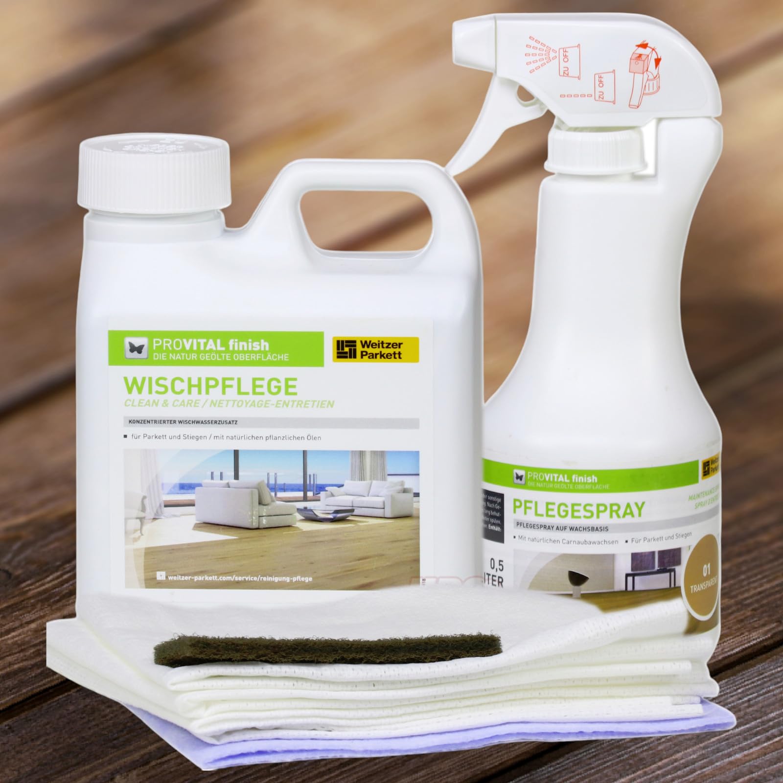 Pro Vital Weitzer Set per la manutenzione per pavimenti parquet oliati + spray