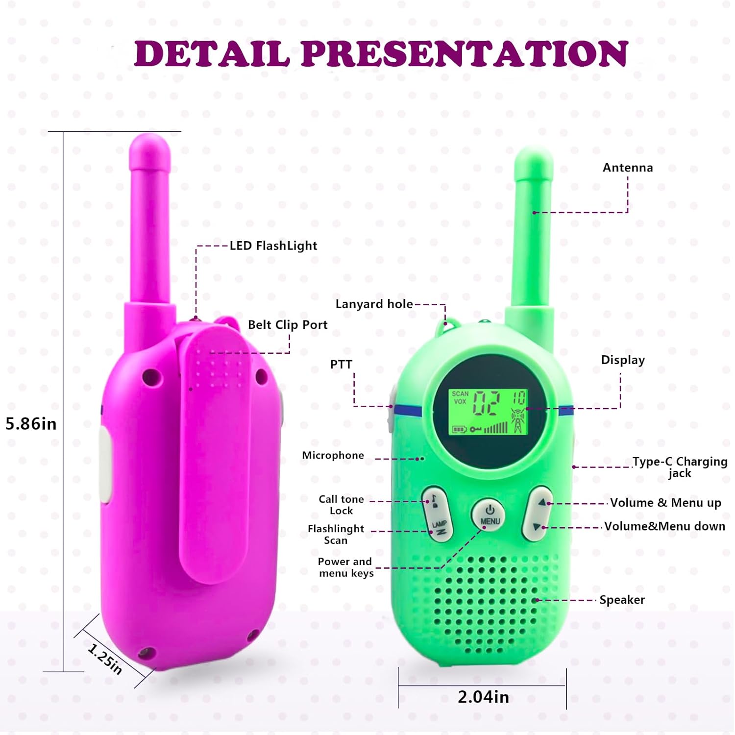 Walkie Talkies for Kids Rechargeable 2 Pack, Providing 48hrs Working Time and Long Range of 3KMs, Best Gift for Kids Aged 3-12 Years - Image 4