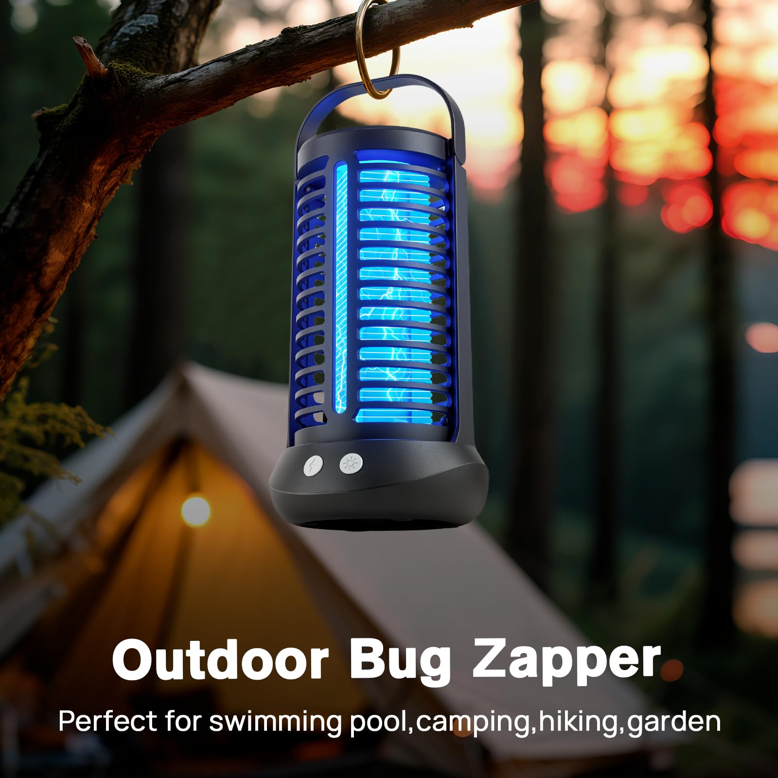 Zapper per insetti da esterni, 2 in 1, 4200 V, ricaricabile, senza fili, con batteria da 4000 mAh, impermeabile IP65, portatile e wireless, per campeggio e patio