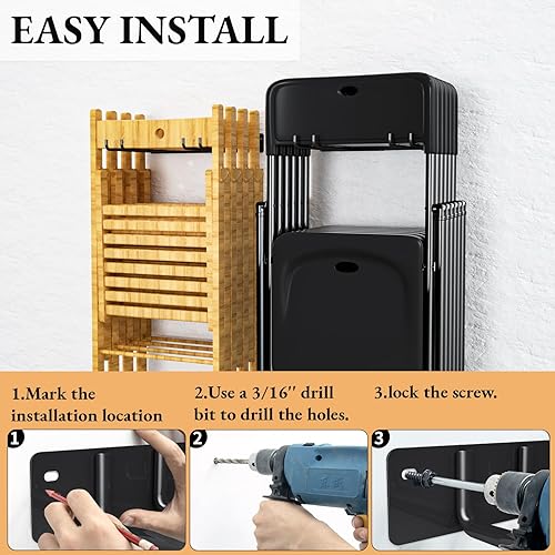 Miniatura 5 de MOOMSINE Organizador de herramientas de jardín para montaje en pared, organizador de garaje, estante de almacenamiento de herramientas de patio,