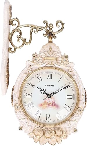 Reloj de pared de doble cara, 7.5 pulgadas, estilo vintage, grande, decorativo, silencioso, para interiores y exteriores, para patio, jardín, sala
