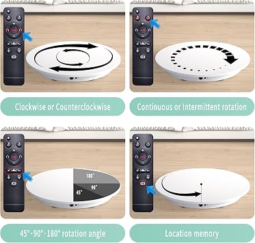 JAYEGT Professional 360 Degree Photography Turntable for Product Photography, 23.6 Inch Big size & 330 lbs Heavy Loading,Automatic Remote Control Angle,Speed,Direction, Various Rotation Mode (White)