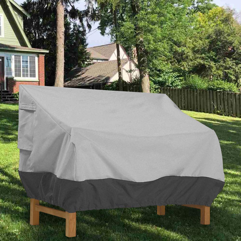 Housse De Banc Jardin 2 Places 134x66x63/89 Cm - Tissu Oxford 420D Imperméable Anti-UV - Cordon De Serrage