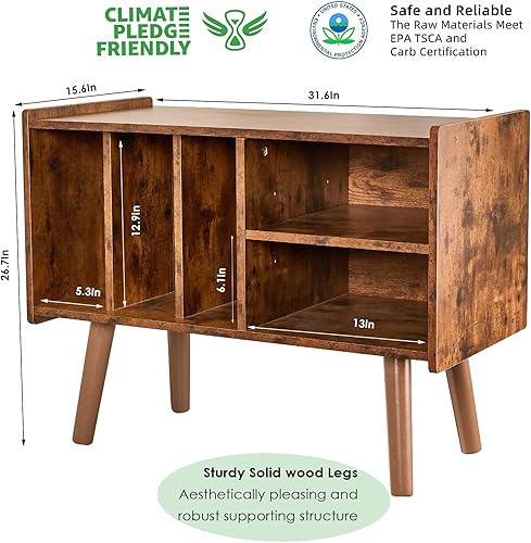 Miniatura 6 de Soporte para tocadiscos con almacenamiento de vinilo con capacidad para hasta 300 libras, armario de mesa grande para almacenamiento de álbumes con