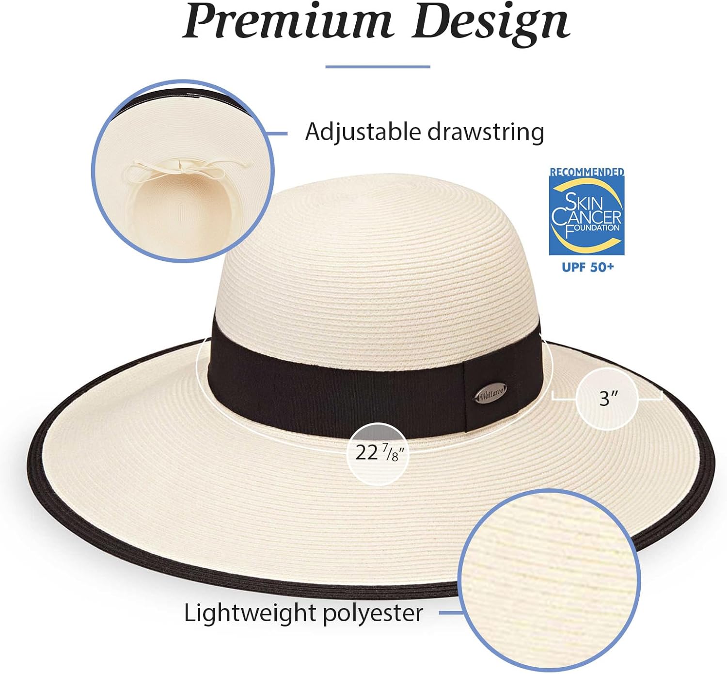 Wallaroo Hat Company Women's Margot Sun Hat – UPF 50+, Wide Brim, Packable Design, Adjustable Sizing