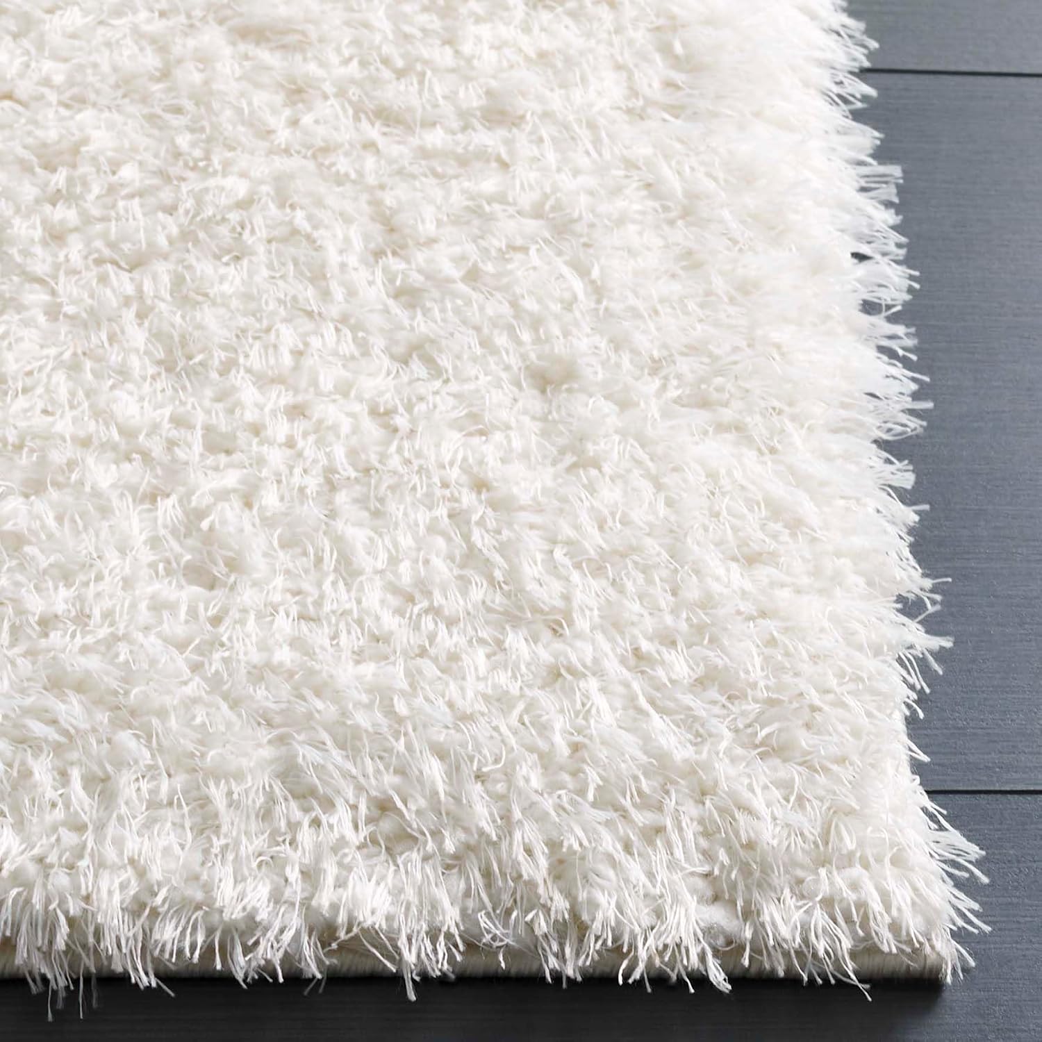 SAFAVIEH Lindsay Shag Collection Area Rug - 9' x 12', Ivory, Modern Design, 2-inch Thick, Ideal for The Living Room, Dining, Bedroom (LNS560A)