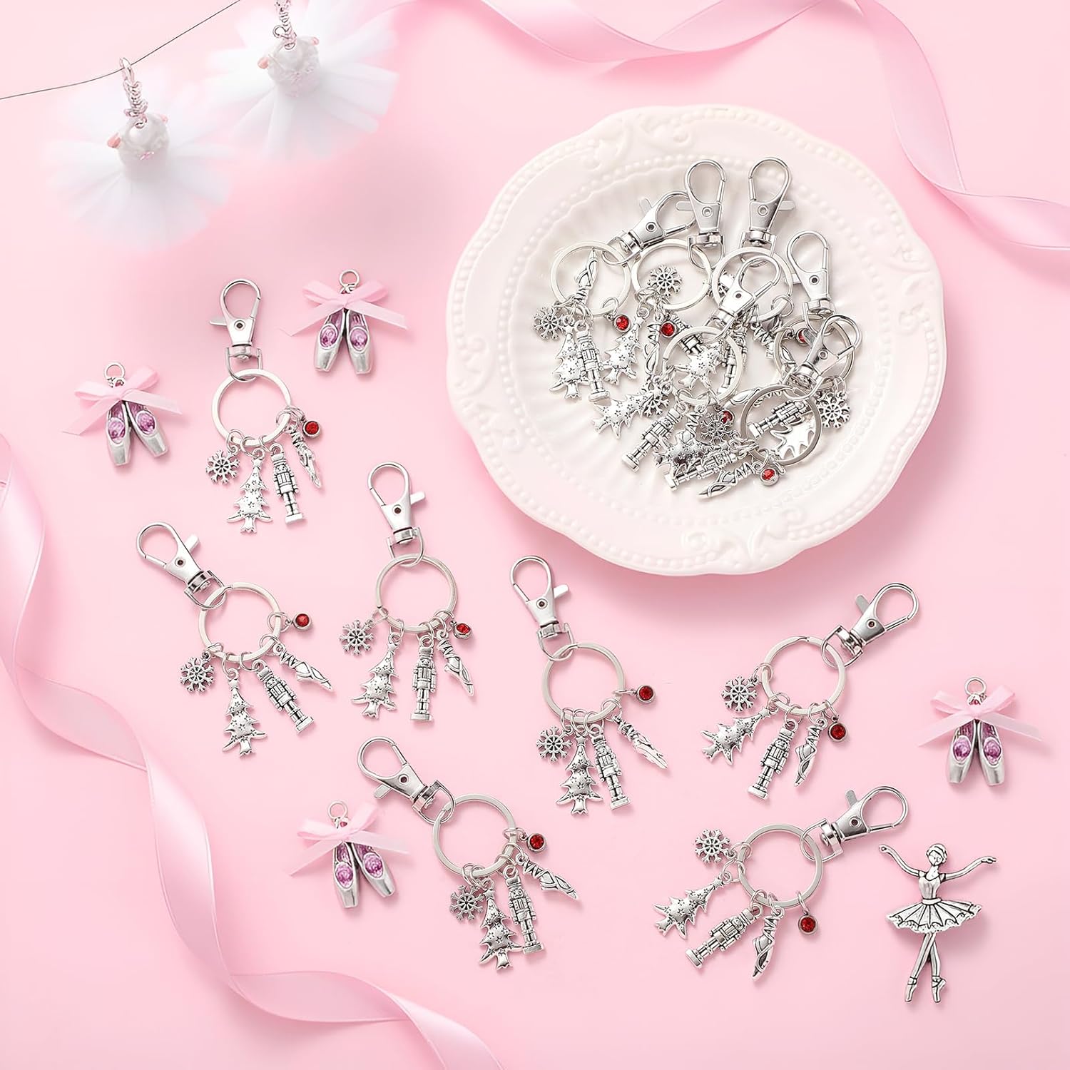 Tondiamo 16 Pcs Nutcracker Ballet Keychains for Ballerina Gifts Bulk Recital Dancer Valentine Galentine Gift with Nutcracker Charms for Ballet Lover Friends - Image 4