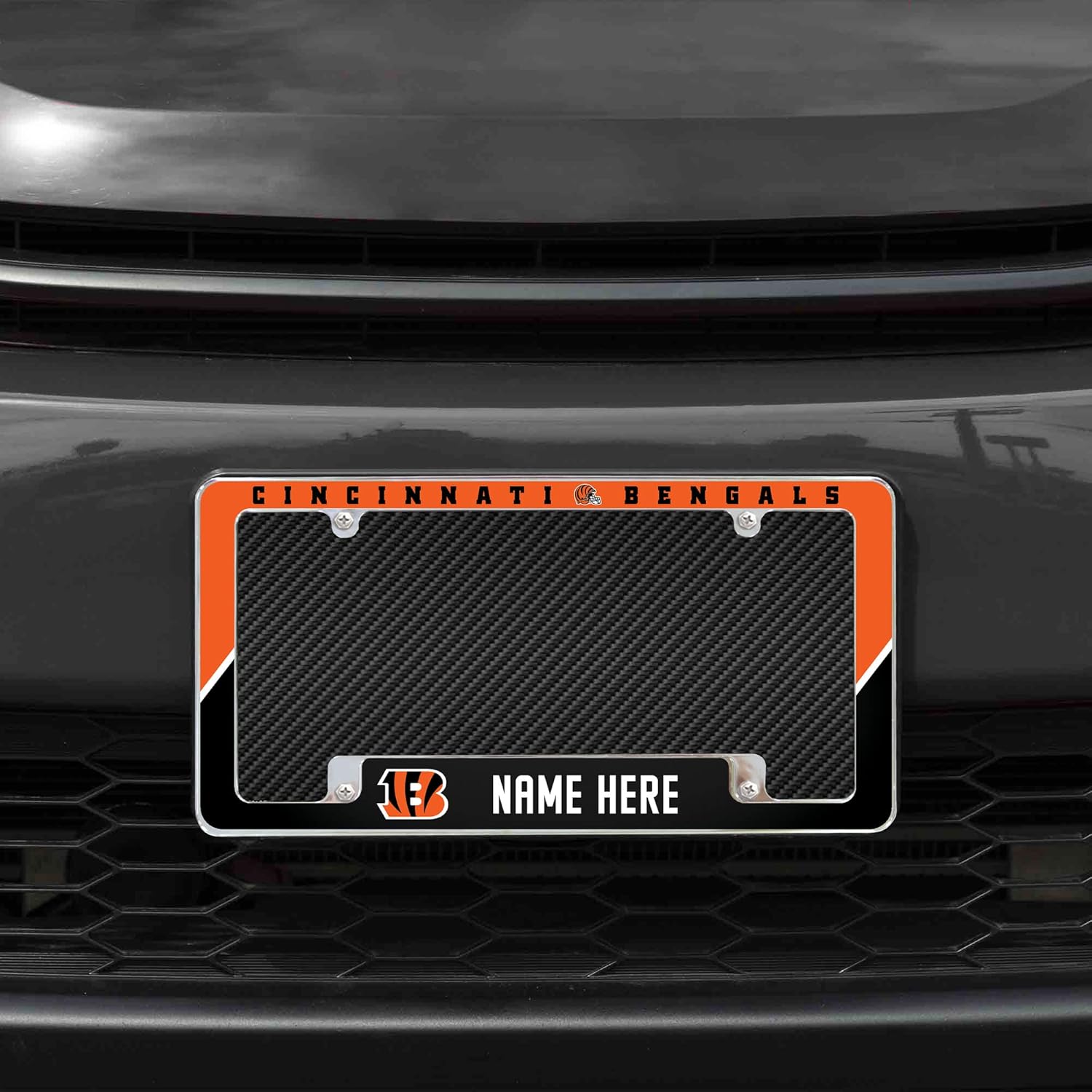 Rico Industries NFL Football Cincinnati Bengals Personalized/Custom 12" x 6" Chrome All Over Automotive License Plate Frame for Car/Truck/SUV