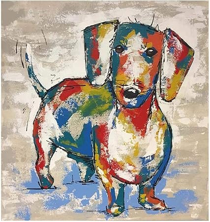 Amazon 抽象的な犬の落書きアートキャンバス絵画犬のアートポスタープリントリビングルームの家の装飾のための壁のアート40x40cmフレームレス ウォールステッカー オンライン通販