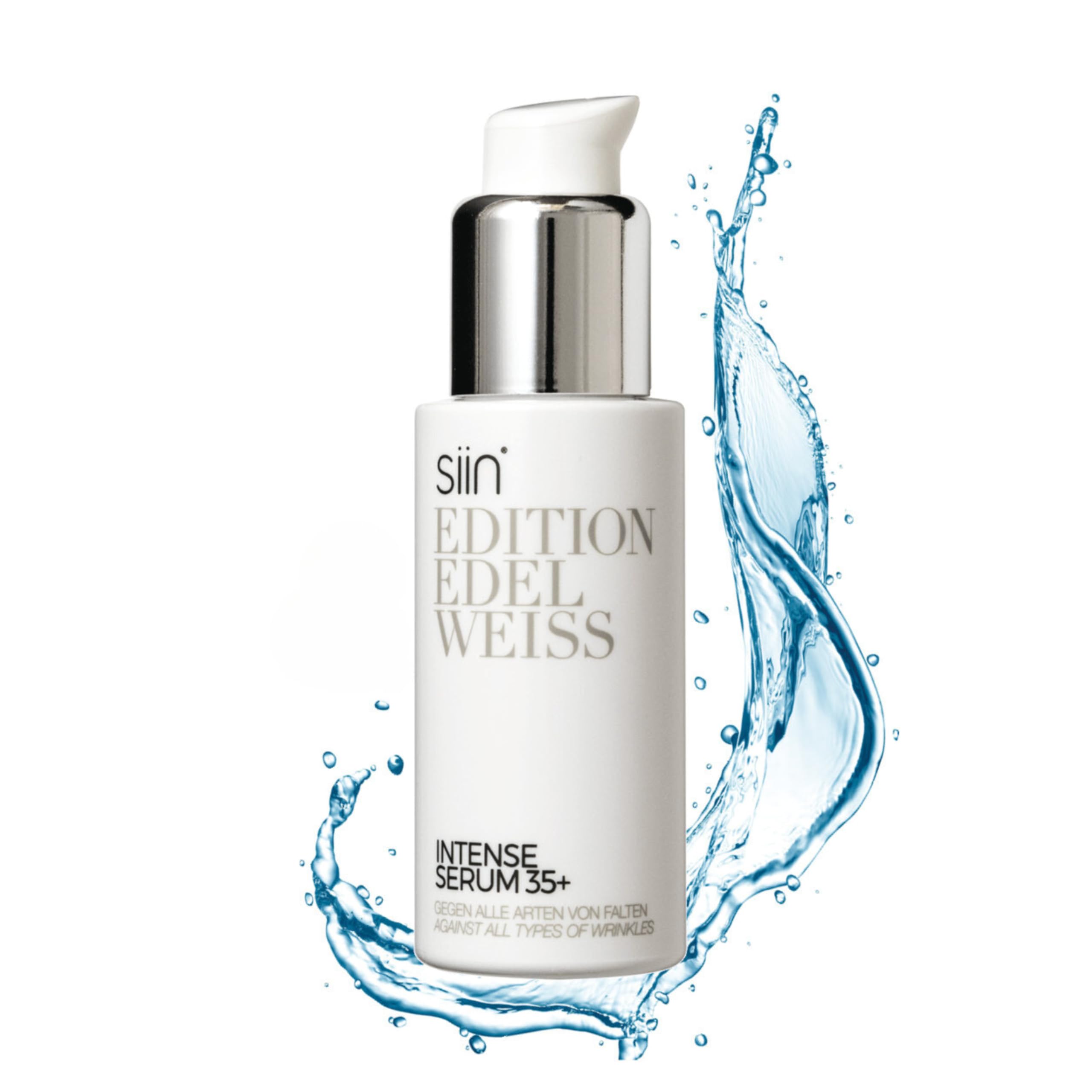 siin Intense 35+ Anti Aging Gesichtsserum gegen Mimikfalten & Alterungfalten - glättet, strafft, Hyaluron Serum Anti-Aging Creme - mit Edelweiss, Jojobaöl, Sheabutter - für normale & Mischhaut