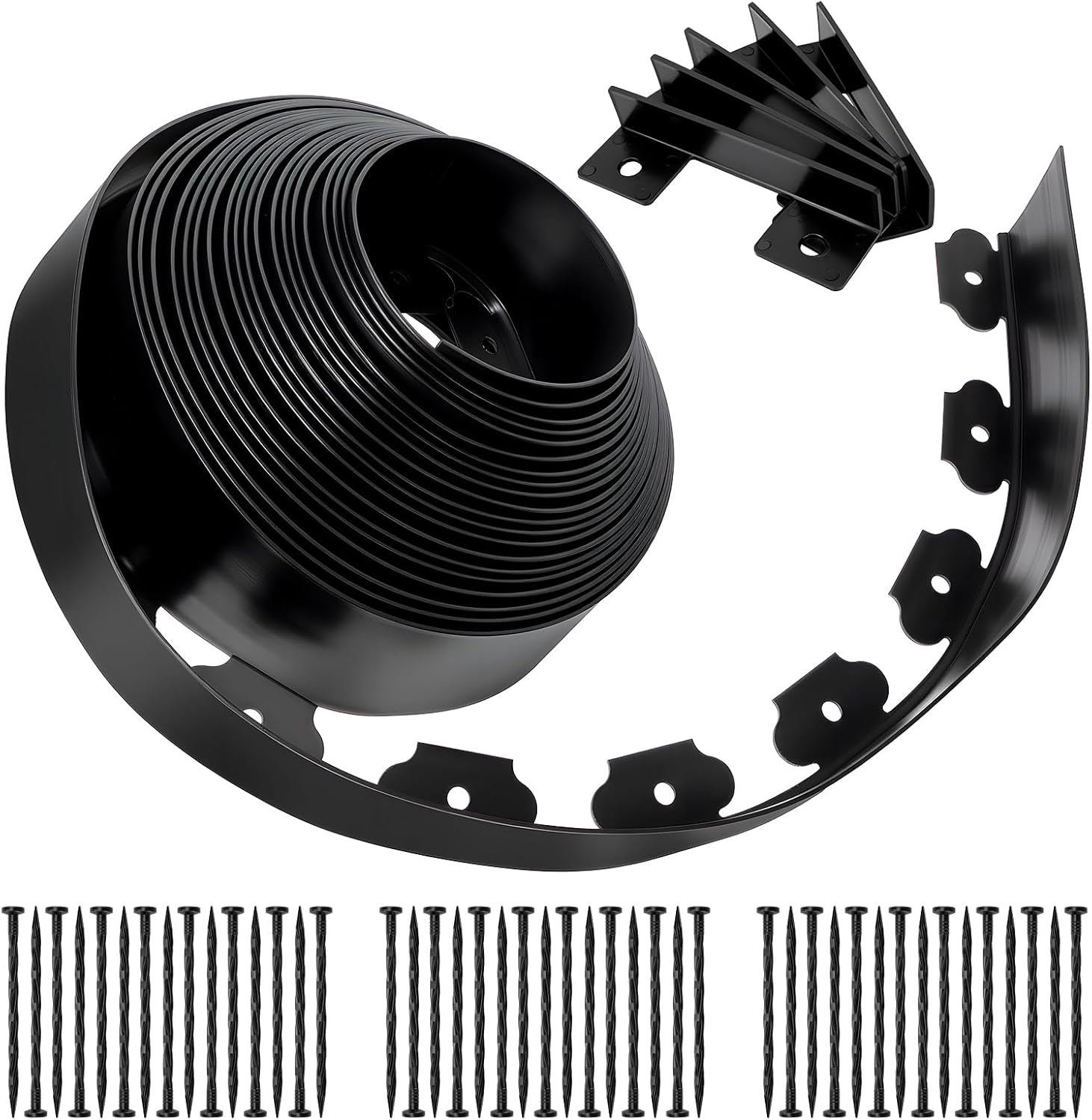 Landscape Edging, 3" x 50' Garden Edging, Black Edging for Landscaping with 45 Pcs Anchoring Spikes for Garden Flower Beds Yard Lawn