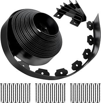 Landscape Edging, 3" x 50 Garden Edging, Black Edging for Landscaping with 45 Pcs Anchoring Spikes for Garden Flower Beds Yard Lawn