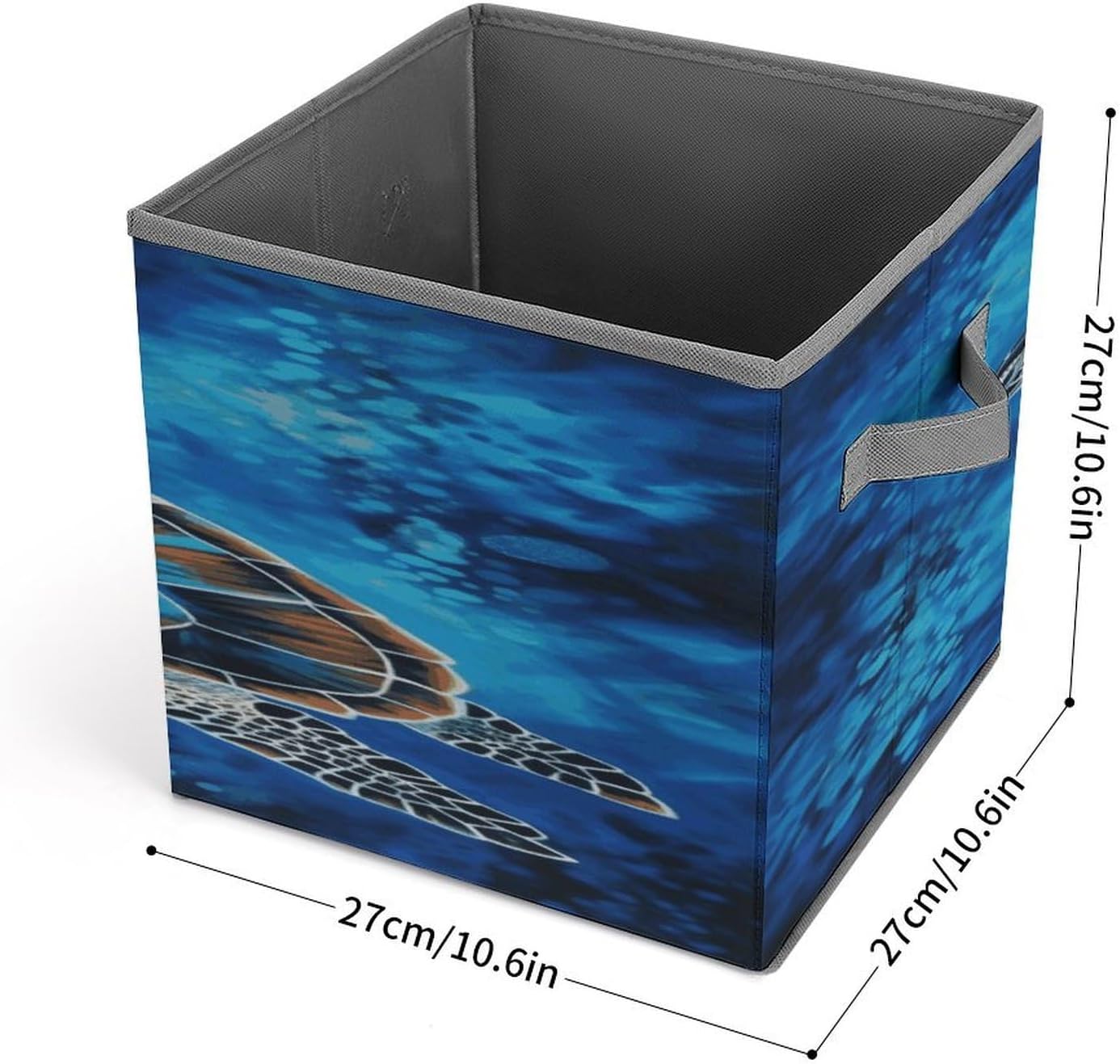 Sea Turtle-Blue Fabric Bins Storage Basket Square Baskets | Storage Bin with Double Handles,Cube Collapsible Organizers for Organization,Closet,Shelves,Offices