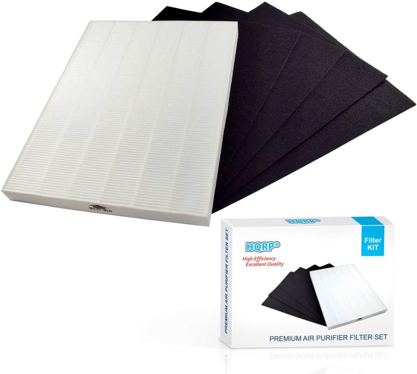 HQRP True HEPA + 4 Carbon Filter Set compatible with Fellowes Aeramax 290/300 / DX95, 9287201 & 9324201 Air Filter Replacement