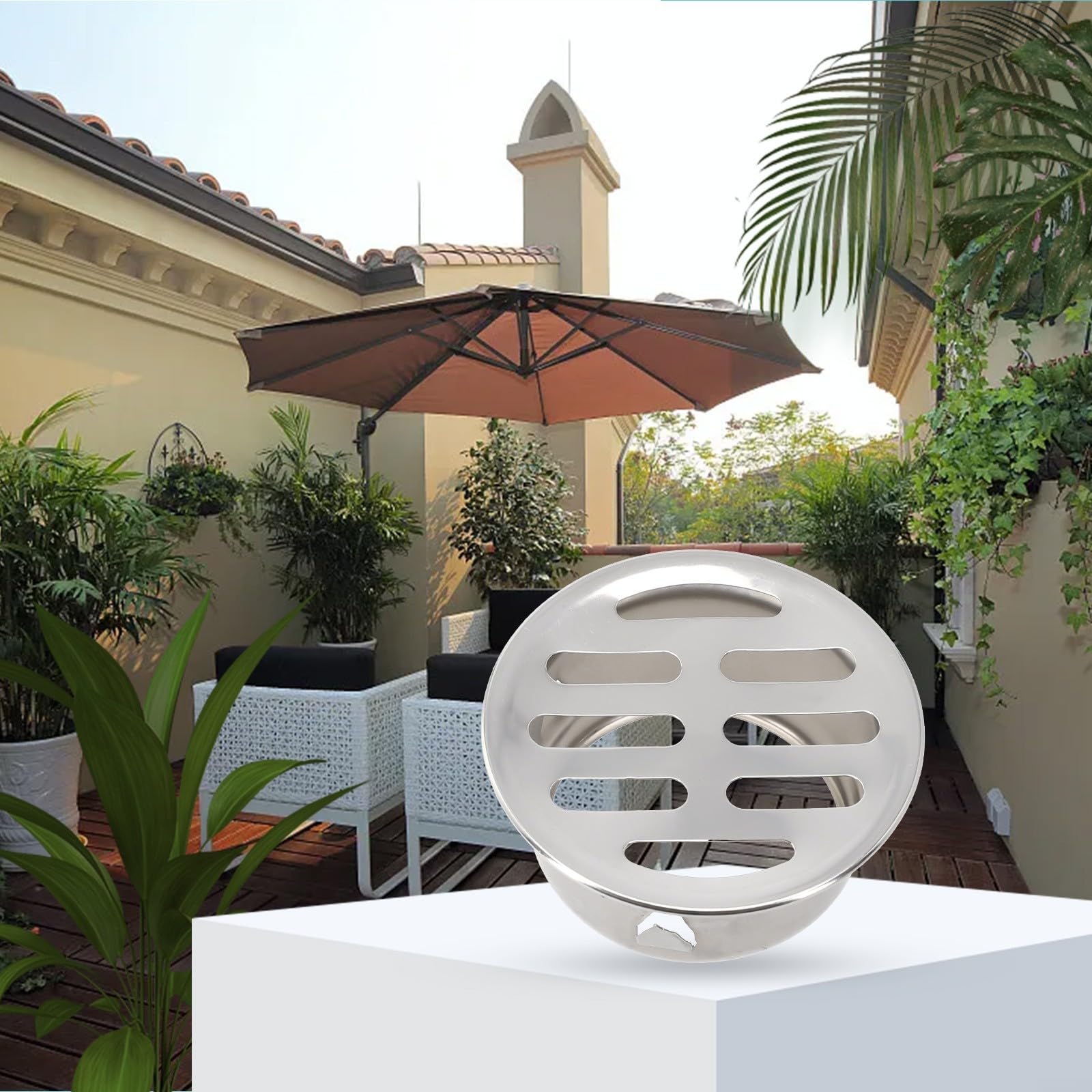 Edelstahl Ablaufabdeckung 75mm - Schutz Gegen Laub & Verstopfung Für Balkon