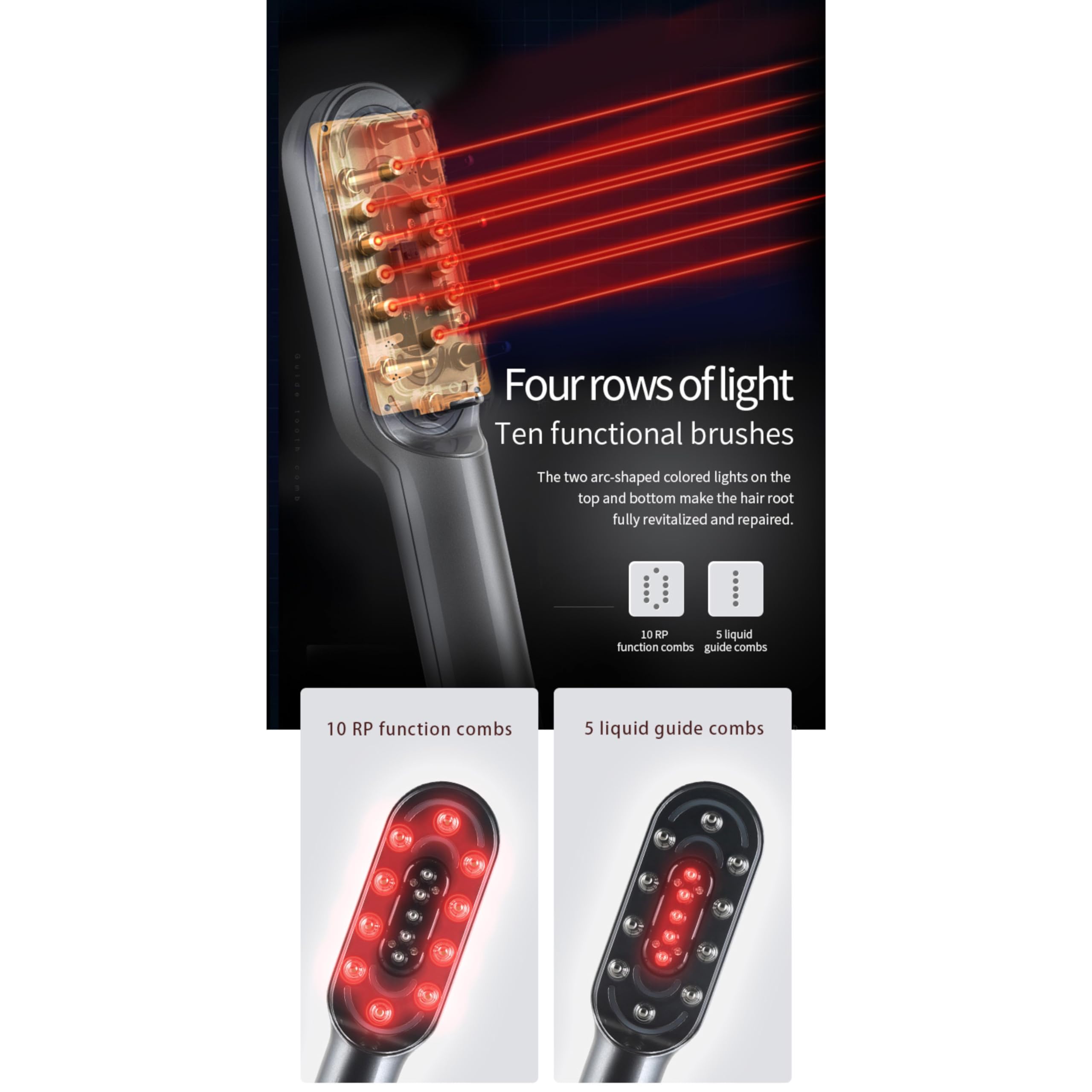 Lalano's Cosmetics Hair PowerComb, anticaída del cabello, cepillo LED, dispositivo antienvejecimiento, masaje de cabeza, peine para el crecimiento del cabello, cepillo para el cabello