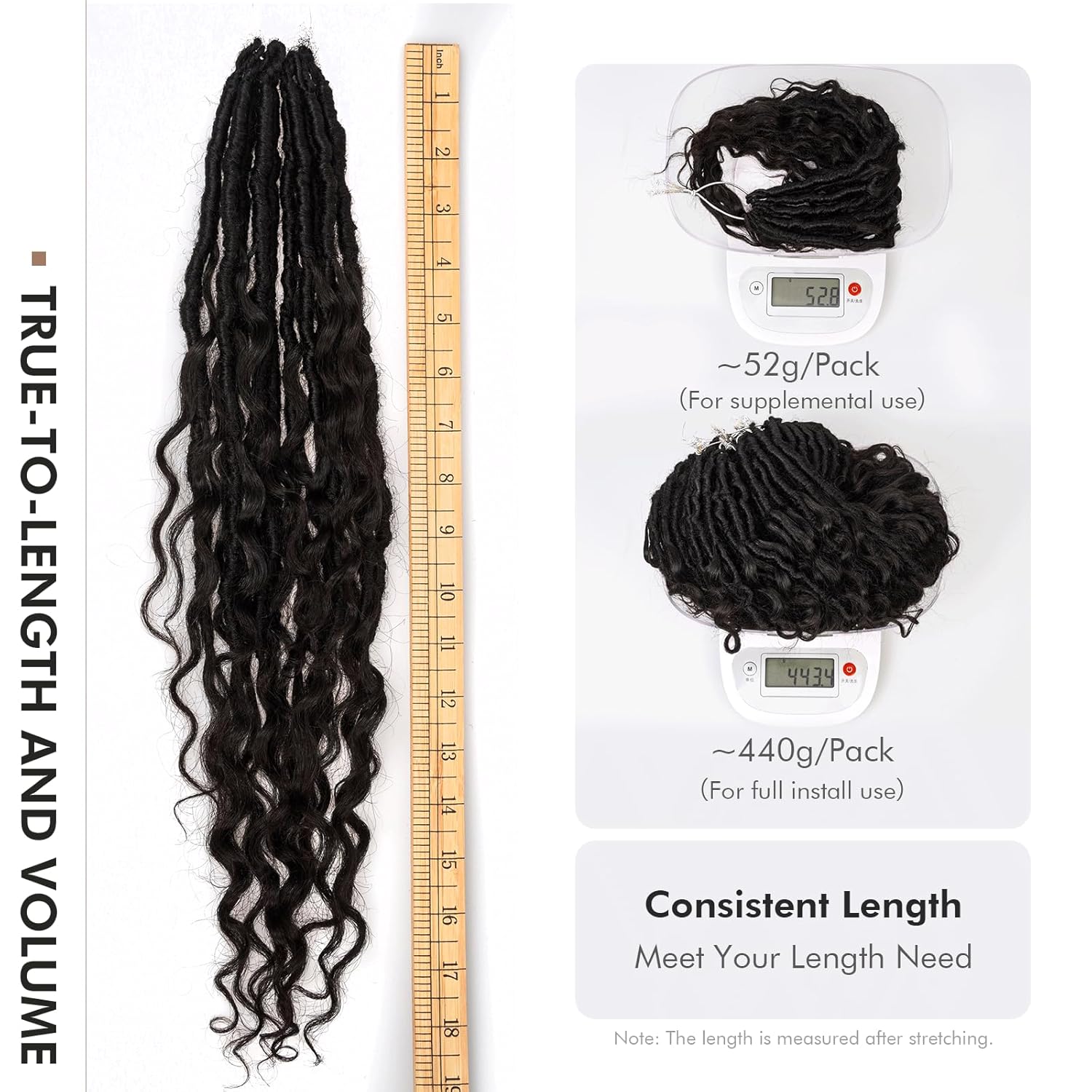ToyoTress Pure Human Hair Crochet Locs -18 Inch 8 Packs (80 strands) Handmade Pre-looped Boho Faux Locs Crochet Hair For Black Women, Pre-Twisted Crochet Braids Human Braiding Hair (18 Inch, 1B-8P)