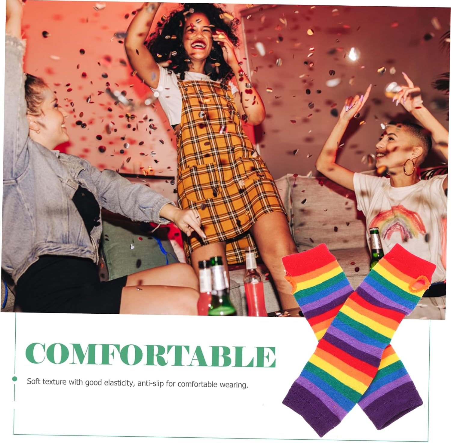 Rainbow Striped Long Fingerless Gloves for Women Soft Comfortable Arm Warmers Adorable Design for Various Occasions for Active Wear