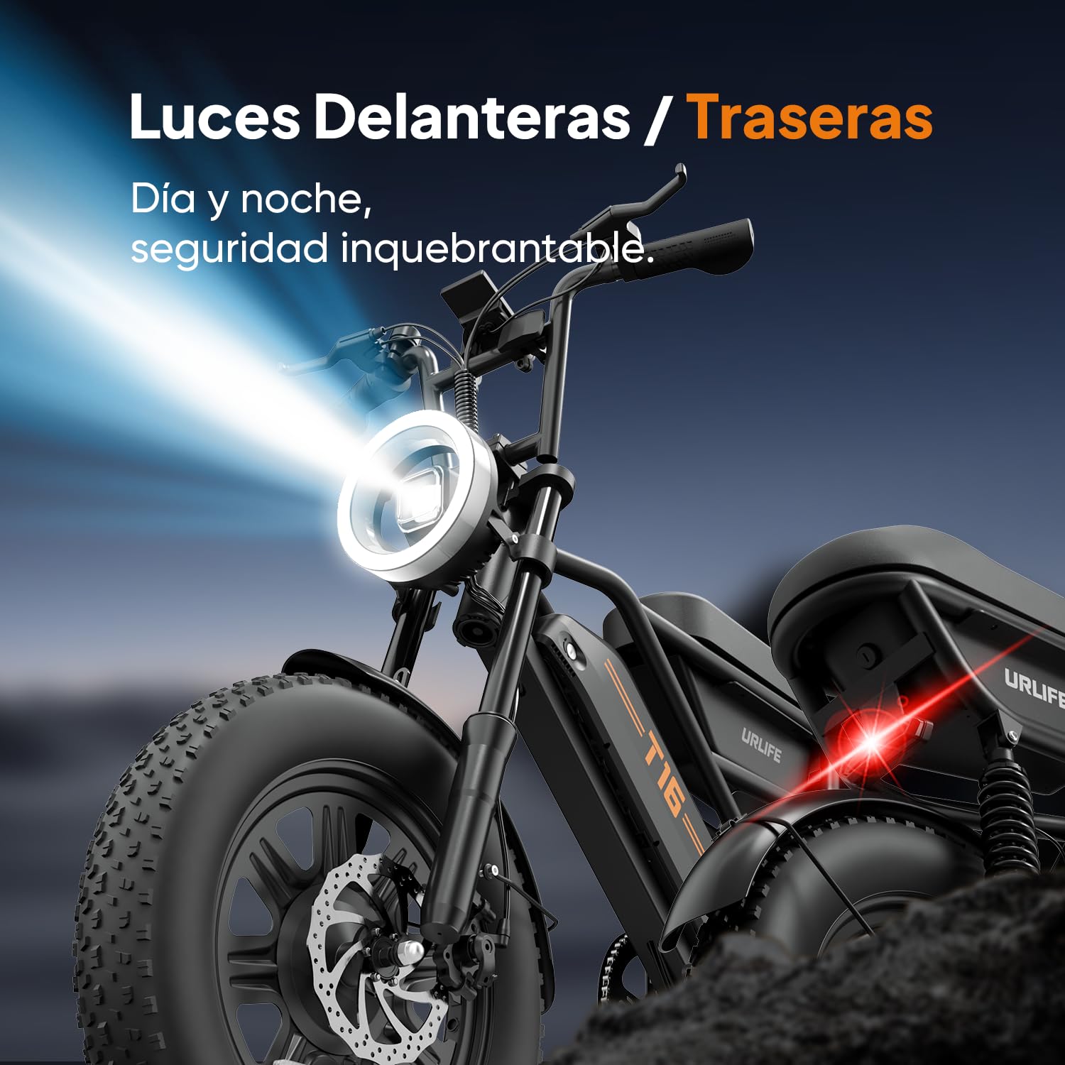 URLIFE Bicicleta Eléctrica para Adultos, 16" x 3.0 Alcance de 100km | Batería Extraíble de 48V y 13Ah, E Bike Motor Sin Escobillas de 250W, Bici Eléctrica para Adolescentes
