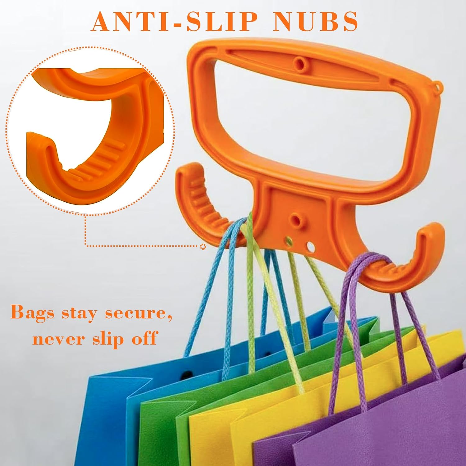 2 Pack Grocery Bag Holder for Plastic Bags, Heavy Duty Grocery Bag Carrier Handle 100 lbs, Reusable Plastic Bag Holder with Ergonomic Grip, No Slip Bag Handles image 3