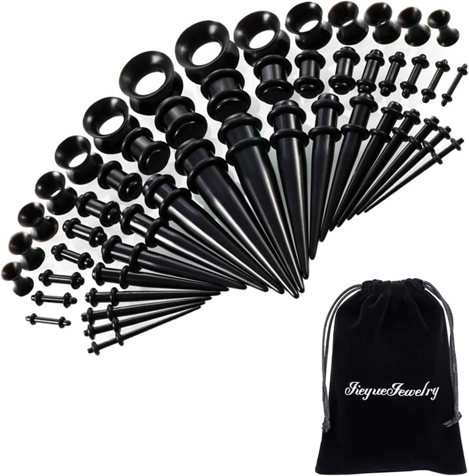 50/54 Pieces Ear Stretching Kit 14G-00G Acrylic Tapers and Plugs + Silicone Tunnels - Ear Gauges Expander Set Body Piercing Jewelry