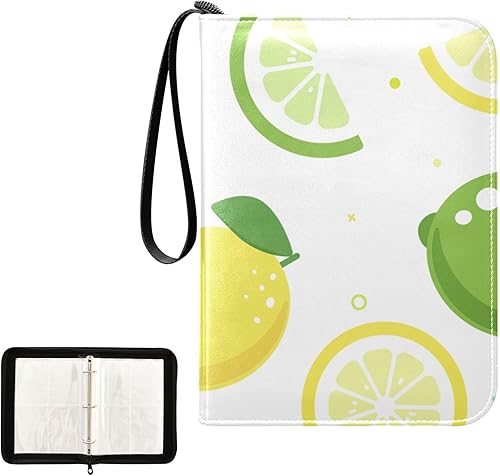 Carpeta para tarjetas de fruta de limón, 400 bolsillos, álbum de almacenamiento de tarjetas intercambiables con mangas, con cremallera, para