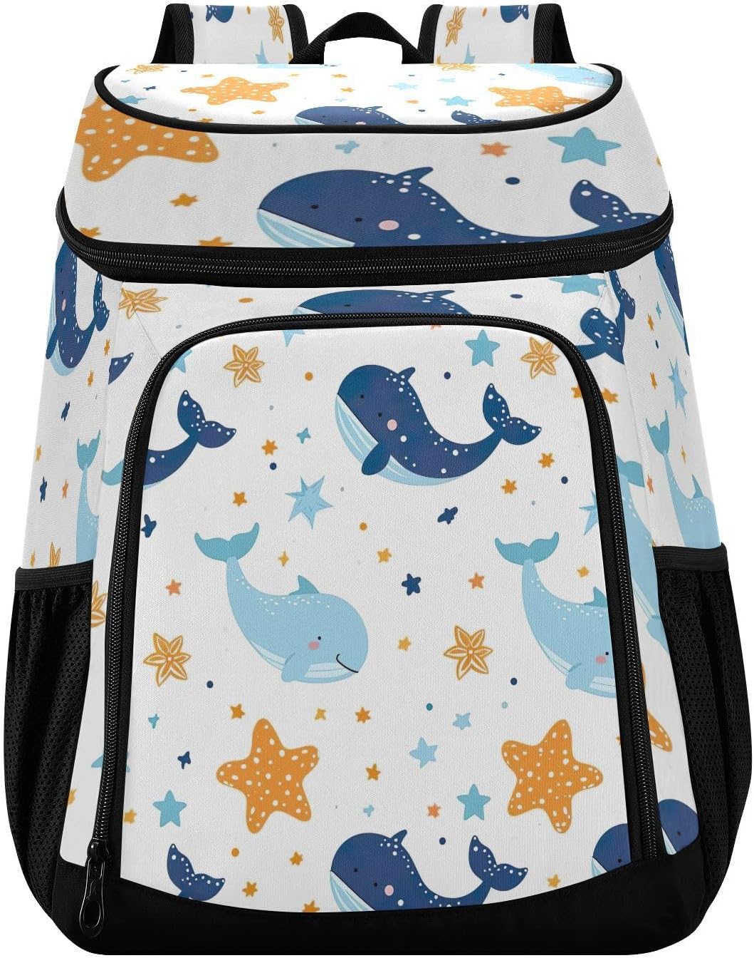 Cute Whales Cooler Backpack 36 Cans Leakproof Waterproof Backpack Cooler Bag Beach Accessories Travel Camping Fishing Backpack for Women Men