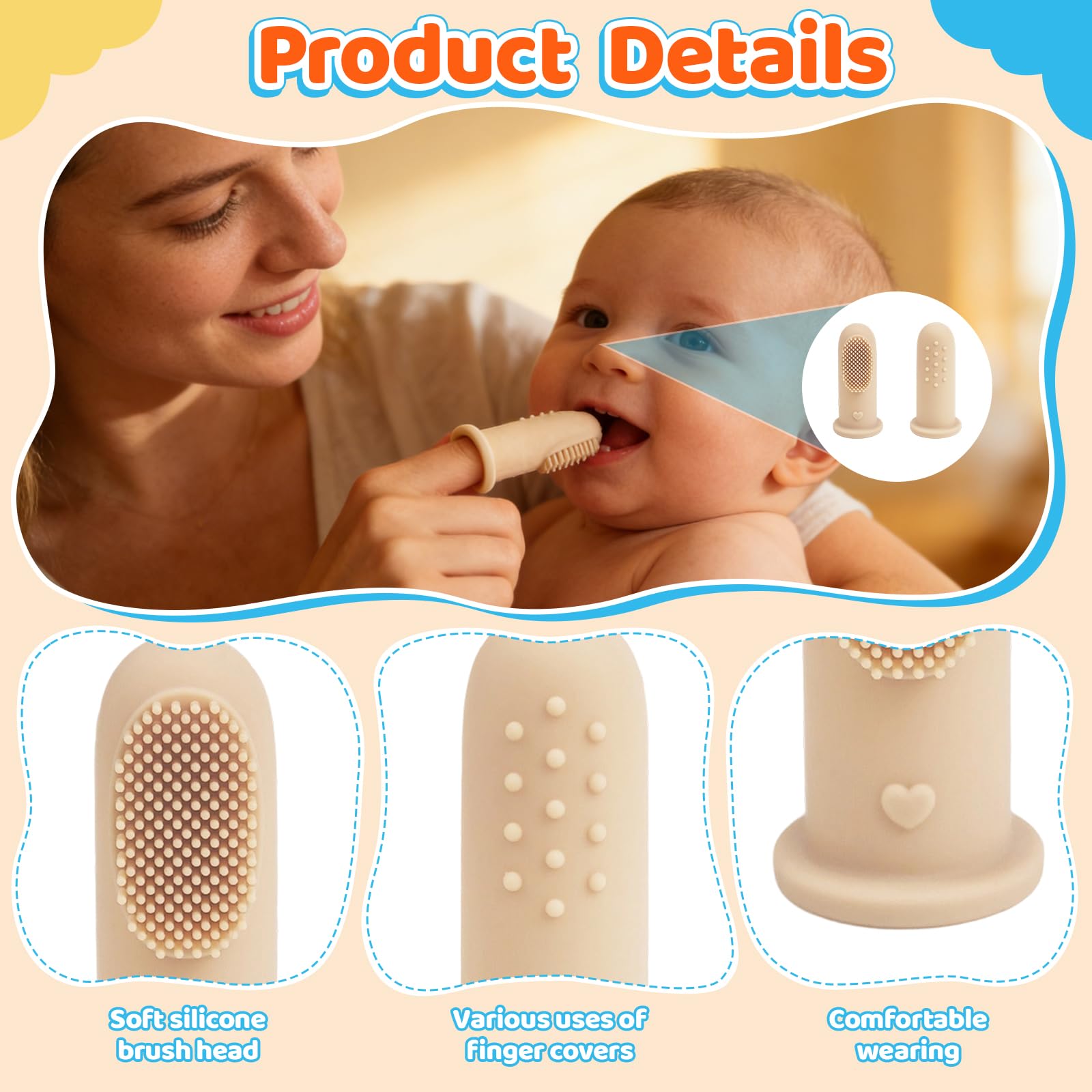 4 Pezzi Spazzolino da Dito in Silicone per Neonato Bambini, Igienizzare Bocca e Lingua Spazzolini Neonati Pulitore Gengive (Multicolore)